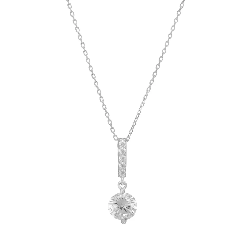 trendy necklaces for women -elegant necklaces for women -Cubic Zirconia Drop Necklace in Sterling Silver