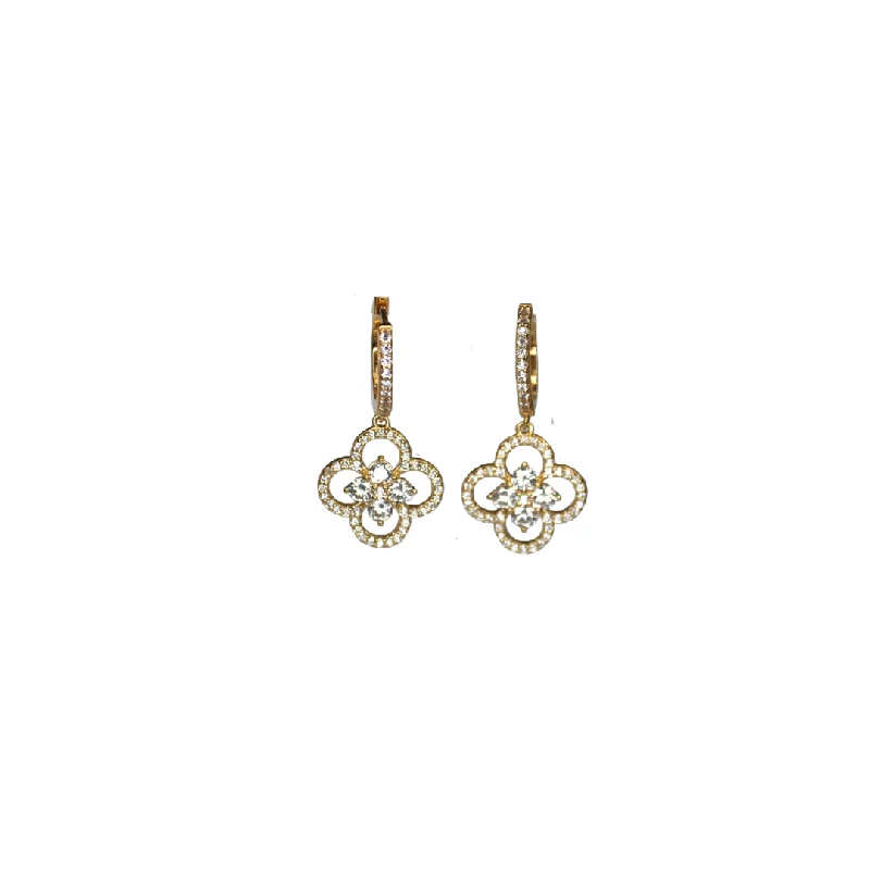 designer earrings for women -gold stud earrings for women -Fortuna Yellow Gold Plated Earrings with Aqua Crystals