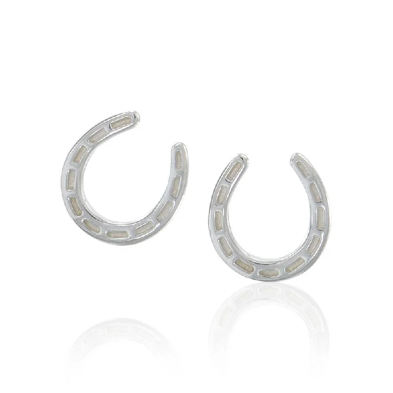 hoop earrings for women -hoop earrings for women -Horseshoes Equestrian Silver Post Earrings TER1636