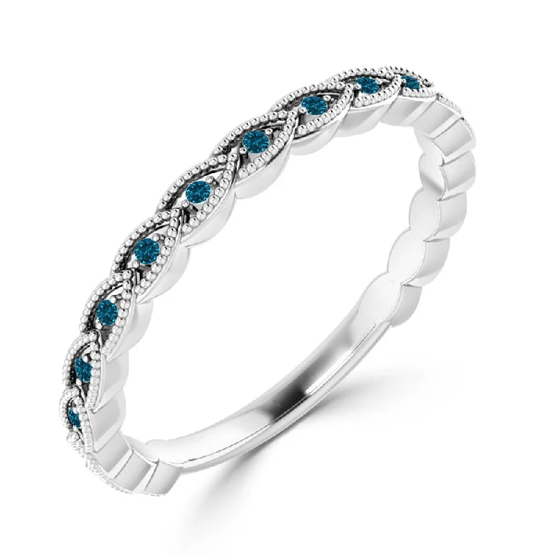 affordable gemstone rings for women -diamond wedding and engagement rings -engagement rings with intricate designs -Auriya 10k Gold 0.08ctw Ultra-thin Stackable Blue Diamond Wedding Band