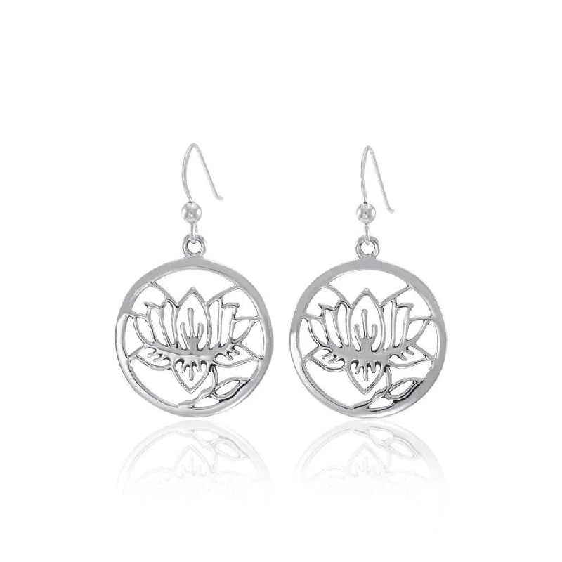 round drop earrings for women -trendy earrings for women -Hollow Lotus Silver Earrings TER1344