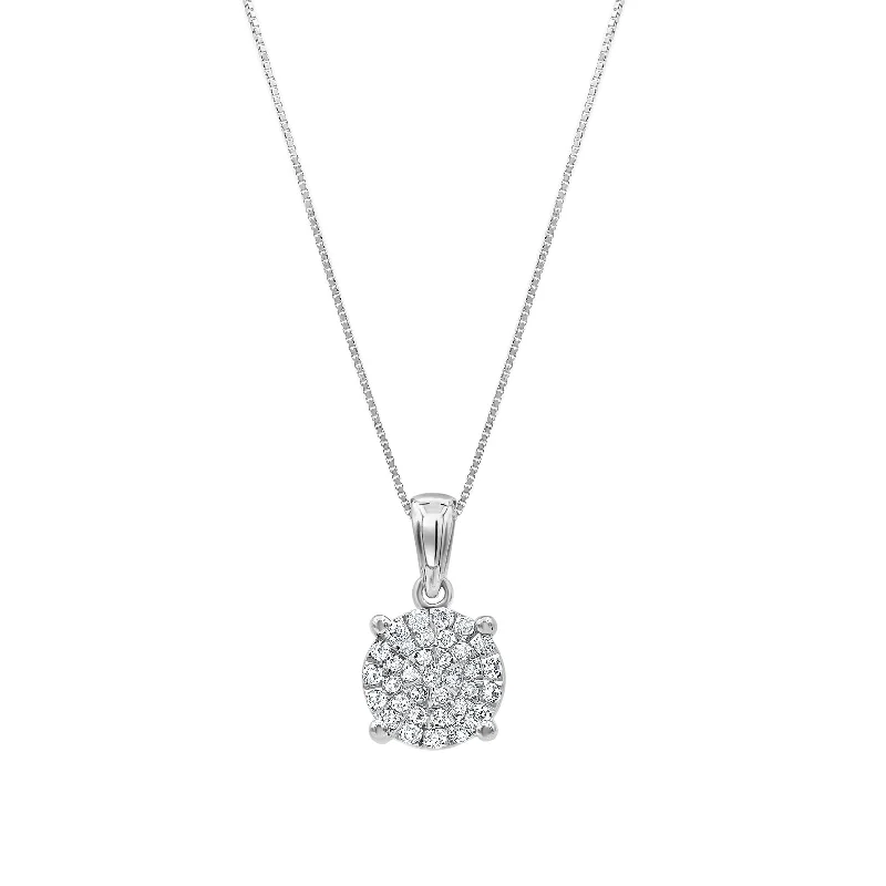 luxury pendant necklaces for women -bridal pendant necklaces for women -Solitaire Look Necklace with 1/5ct of Diamonds in 10ct White Gold