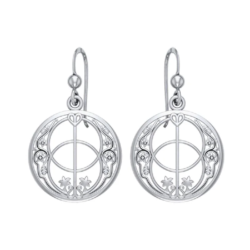 drop earrings for women -drop earrings for women -Chalice Well in deep symbolism - Sterling Silver Jewelry Hook Earrings TER052