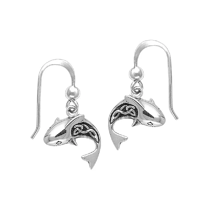 gemstone earrings for women -gemstone earrings for women -Celtic Shark Silver Earrings TER029