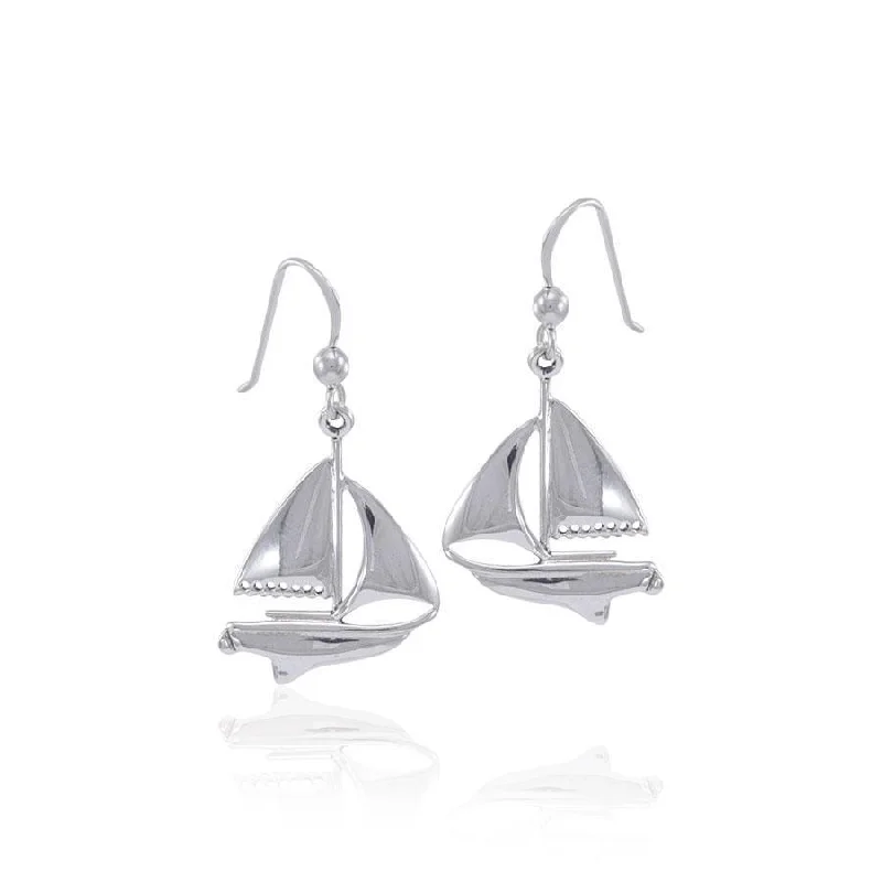 zirconia earrings for women -drop earrings for women -Sailboat Silver Earrings WE152