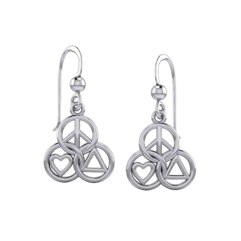 multi-layered earrings for women -statement earrings for women -Peace, Love and Recovery in Borromean rings Silver Earrings TER2169