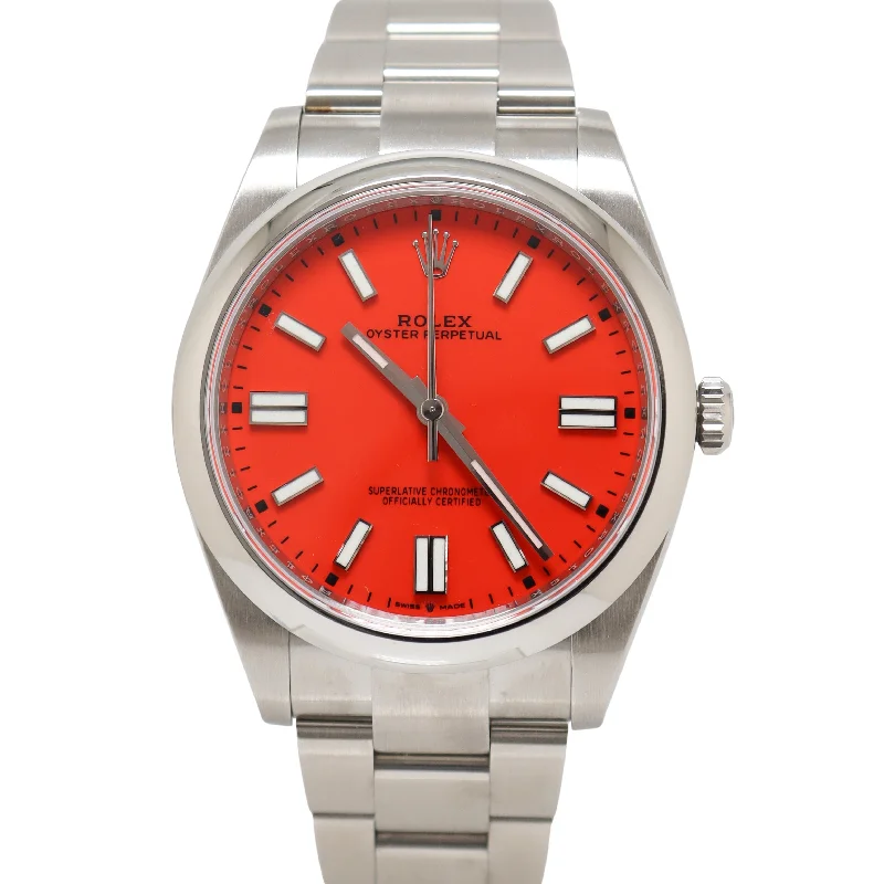 Rolex Oyster Perpetual 41mm Red Dial Watch Ref# 124300