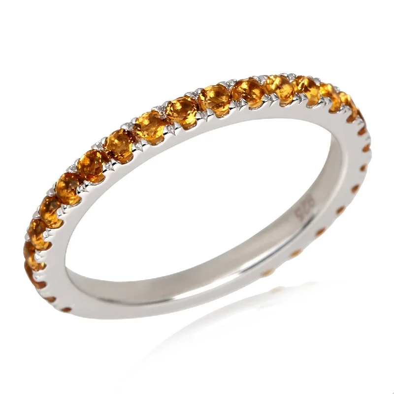 925 Sterling Silver Citrine Eternity Band Ring