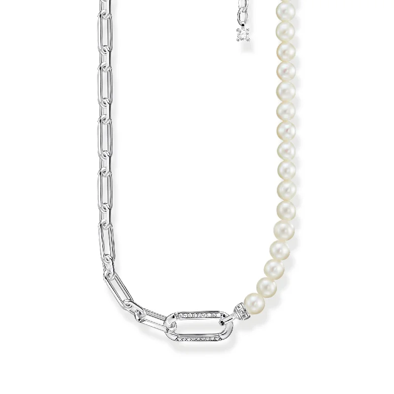 trendy necklaces for women -elegant necklaces for women -Thomas Sabo Necklace Links And Pearls Silver