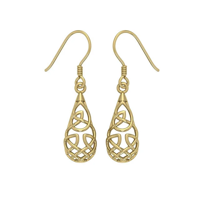 chunky earrings for women -silver earrings for women -Celtic Knotwork Solid Gold Earrings GTE682