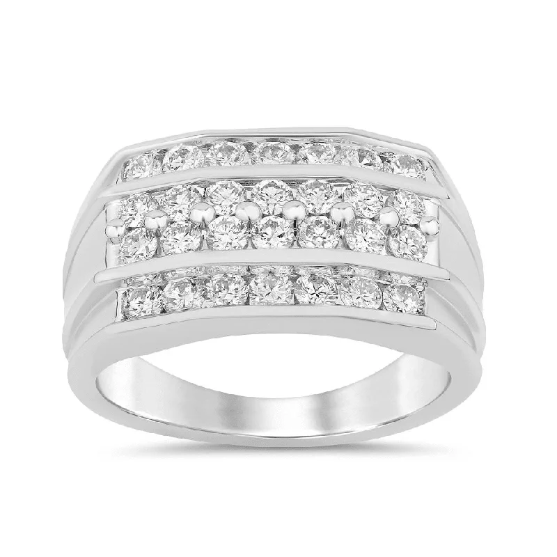 long necklaces for women -cute necklaces for women -4 Channel Row Men's Ring with 1.50ct of Laboratory Grown Diamonds in 9ct White Gold