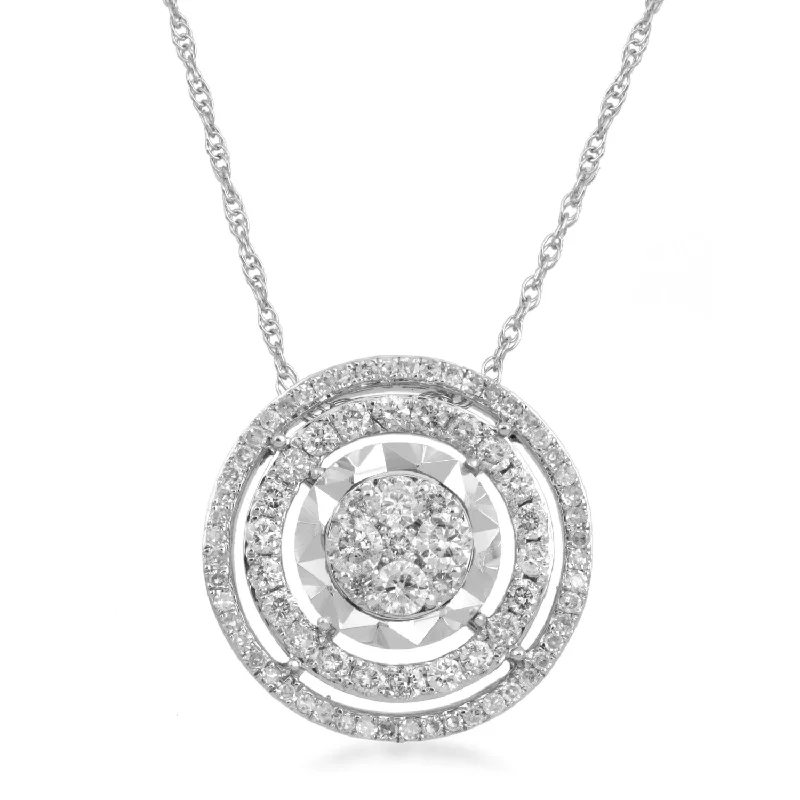 infinity necklaces for women -long necklaces for women -Solitaire Look Double Halo Diamond Necklace in Sterling Silver