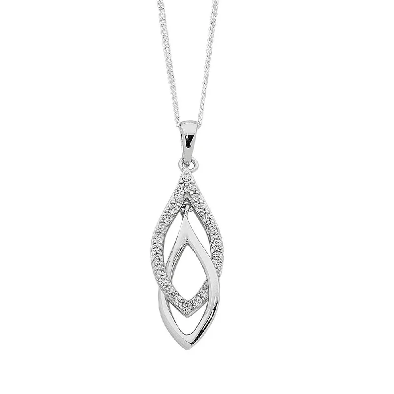 oval pendant necklaces for women -wedding pendant necklaces for women -45cm Sterling Silver Interlocked Drop Necklace