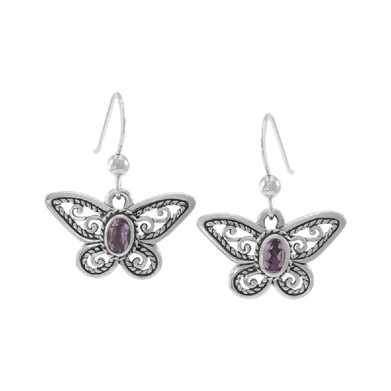 round drop earrings for women -luxury earrings for women -Delighted of the butterfly's beauty ~ Sterling Silver Jewelry Earrings with Gemstone TER1237