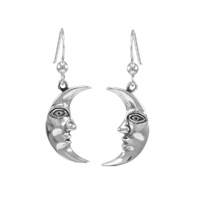 stylish silver earrings for women -sterling silver earrings for women -Moon face Silver Earrings JE141