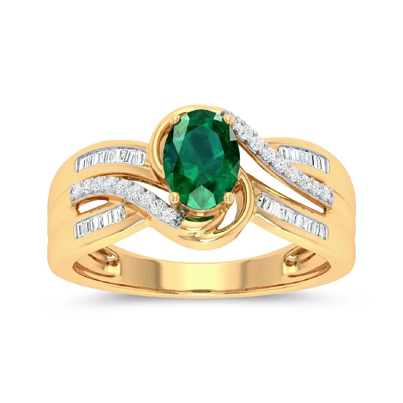 wedding necklaces for women -infinity necklaces for women -9ct Yellow Gold Created Emerald and Diamond Ring