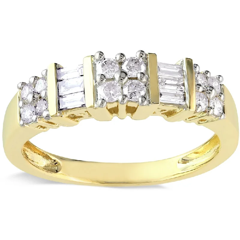 Miadora 14k Yellow Gold 1/2ct TDW Baguette Diamond Anniversary Band Ring