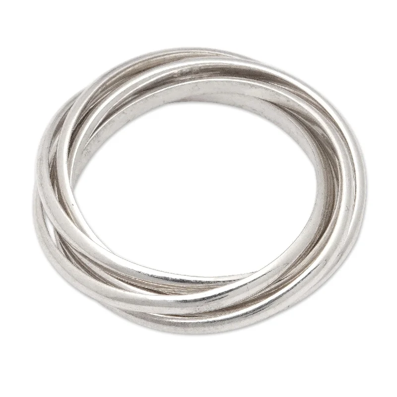 Novica Handmade Radiant Hoop Sterling Silver Band Ring