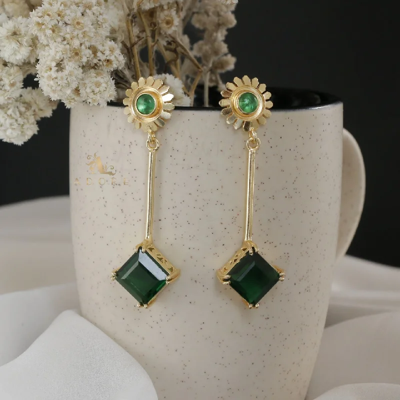 luxury gemstone earrings for women -vintage earrings for women -Flower Leizal Square Earring