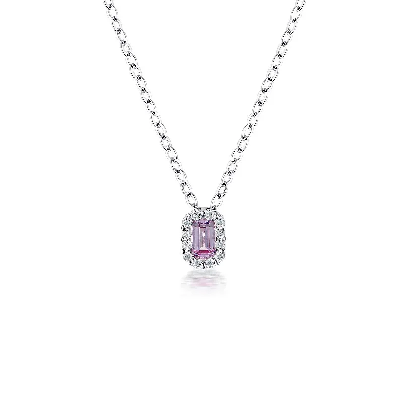 gemstone necklaces for women -bohemian necklaces for women -Georgini Pink Sapphire Cubic Zirconia Silver 3mm Necklace