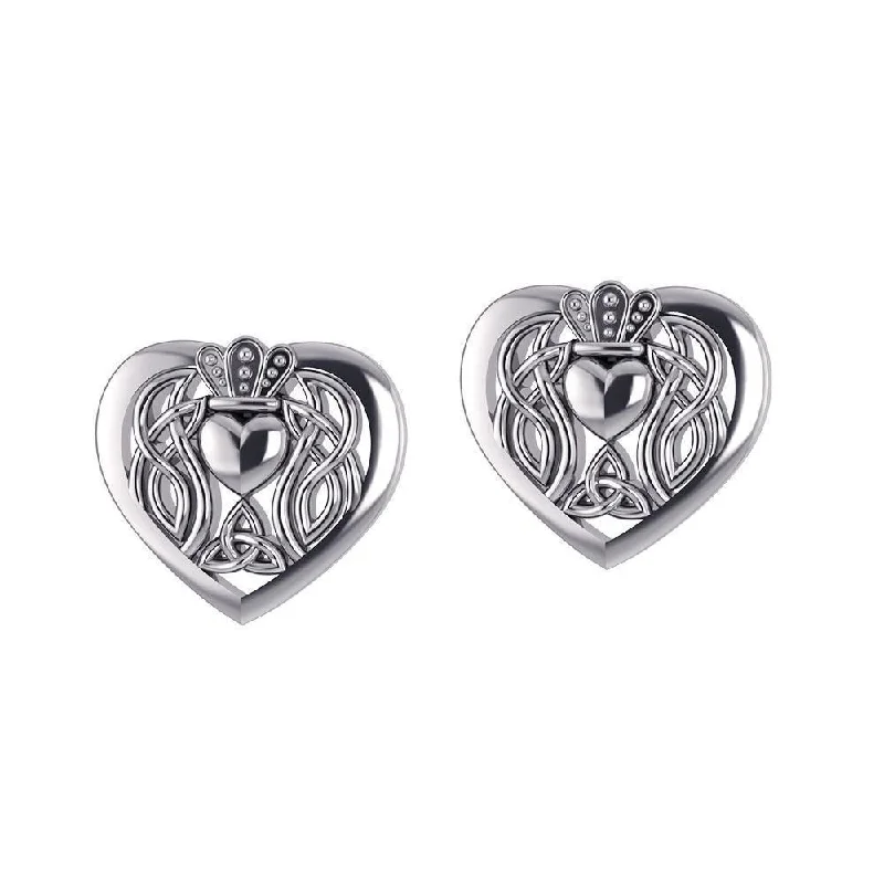 dangle earrings for women -diamond earrings for women -Celtic Claddagh Heart Post Earrings TER1654