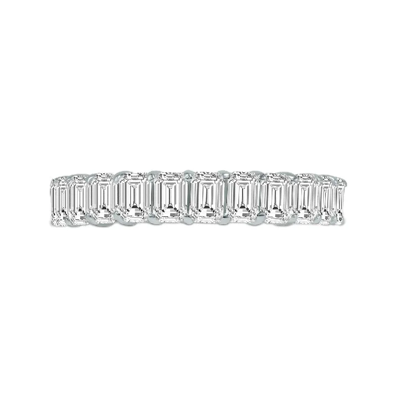 Marquee Jewels Emerald Cut Lab Grown Diamond Eternity Band in 14K White Gold (12 Carat TW)