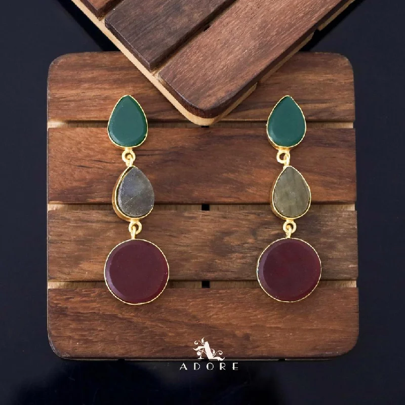 crystal drop earrings for women -statement drop earrings for women -Raw Stone Jyothi + Chakra Earring