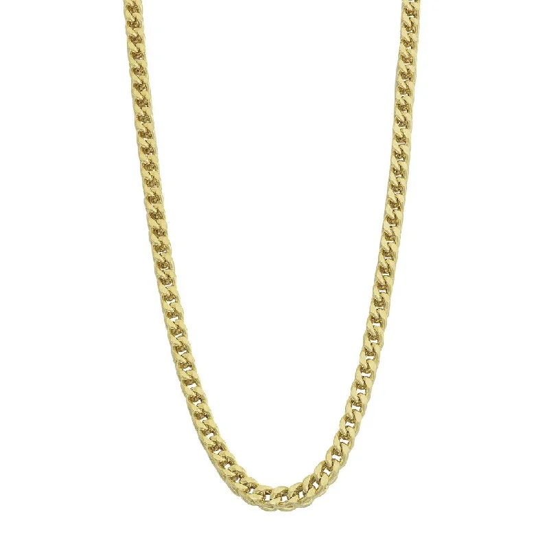 statement necklace sets for women -simple gold necklaces for women -9ct Yellow Gold Silver Infused 4 Sided Curb Necklace 65cm