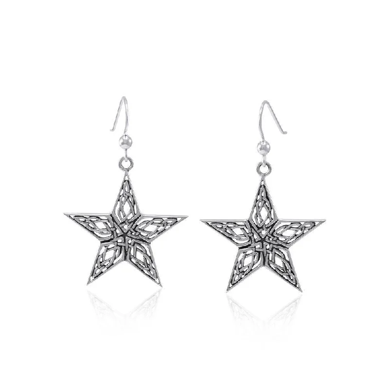 minimal gold earrings for women -cute earrings for women -Celtic Knot The Star Silver Earrings TER1546