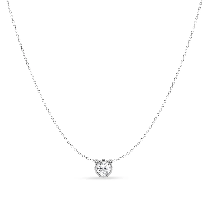 custom name necklaces for women -necklace and earring sets for women -Mirage Slider Necklace with 1.00ct of Laboratory Grown Diamonds in Sterling Silver and Platinum