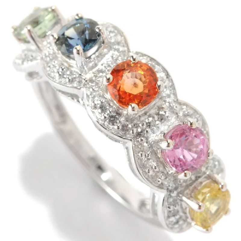 Ster Silver 2.04ct Orange Sapphire & Multi Sapphire Band Ring, Size 7