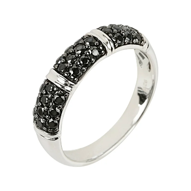 925 Sterling Silver Black Spinel Band Ring