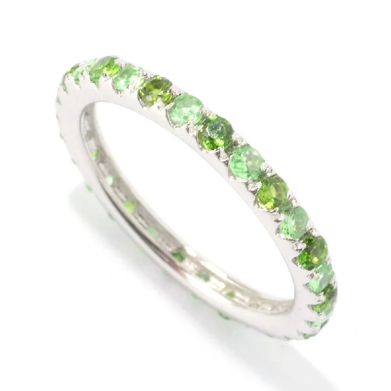 Sterling Silver 0.97Ctw Tsavorite Eternity Band Ring