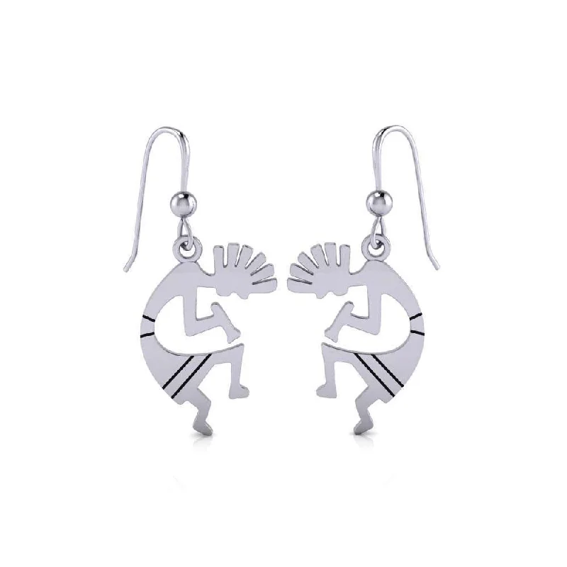 silver drop earrings for women -diamond earrings for women -Kokopelli Sterling Silver Earrings TE095