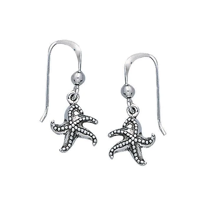 oversized earrings for women -silver earrings for women -Starfish Sterling Silver Dangle Earrings TE2043