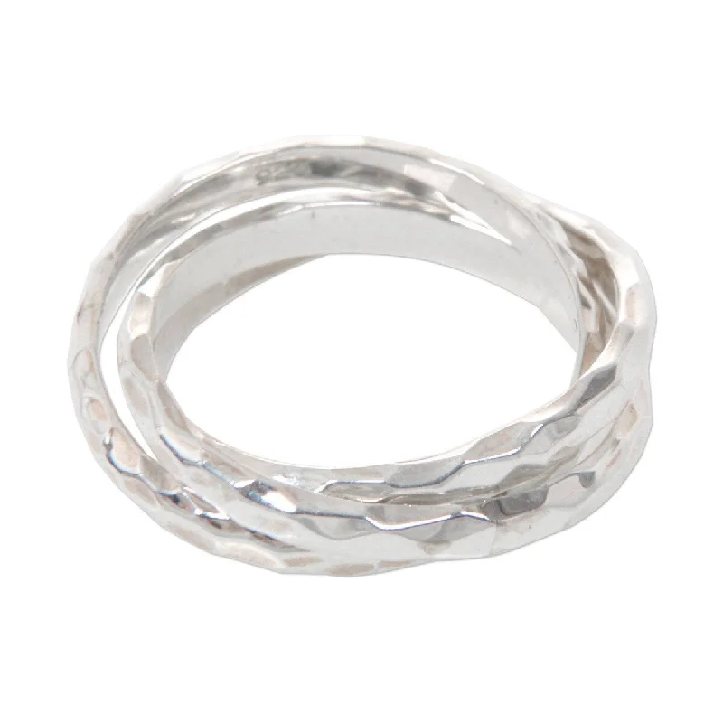 NOVICA Denpasar Roads, Sterling silver band rings (set of 3)