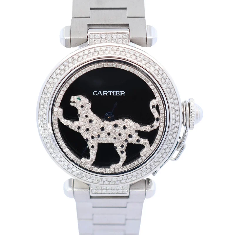 Cartier Pasha 35mm Stainless Steel Custom Panther Dial Ref# 2475