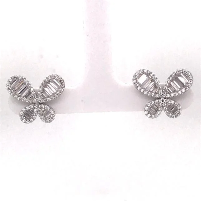 silver hoop earrings for weddings -statement earrings for women -Silver Butterfly Stud Earrings (AES39470W)