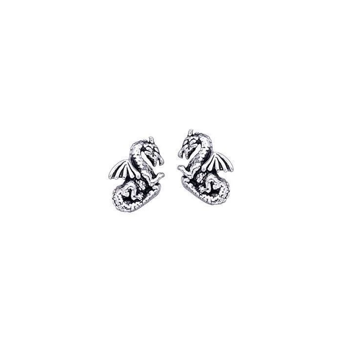 silver stud earrings for women -gold stud earrings for women -Dragon Sterling Silver Post Earrings TE1155