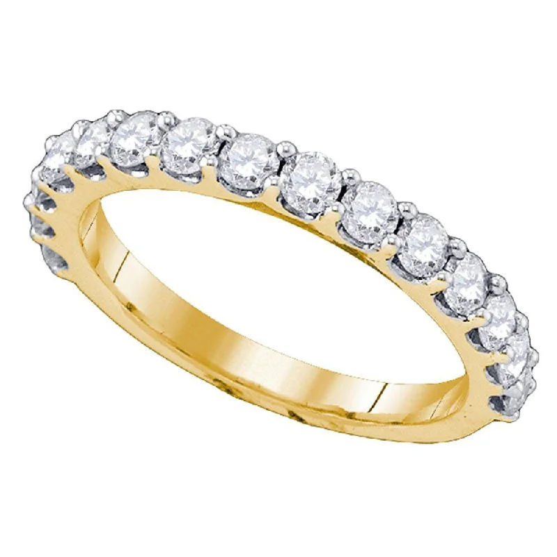 10k Yellow Gold Womens Round Diamond Wedding Anniversary Band Ring ( 1 Cttw ,I1-I2 Clarity ,G-H Color)