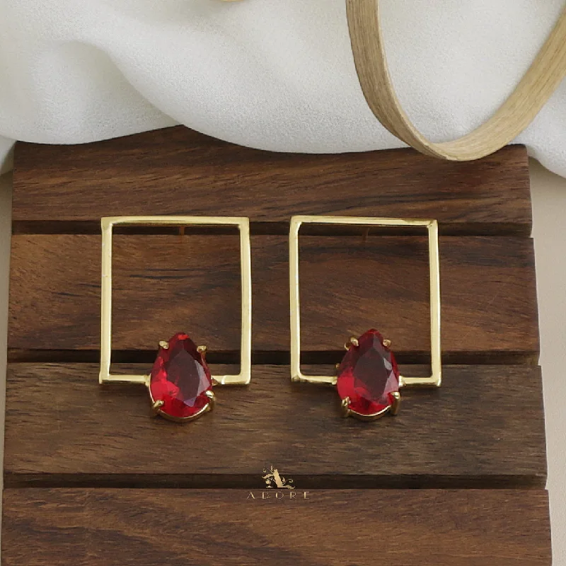 bridal earrings for women -gemstone earrings for women -Olero Rectangle Glossy Earring