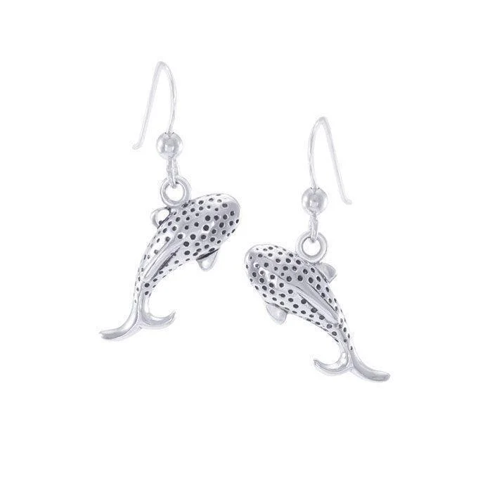 matching earrings and necklace sets -stud earrings for women -Small Whale Shark  Sterling Silver Hook Earring TER1644