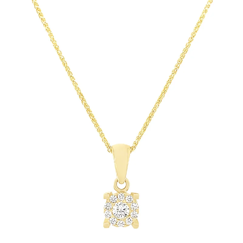 pearl necklaces for women -personalized necklaces for women -9ct Yellow Gold Round Necklace with Cubic Zirconia