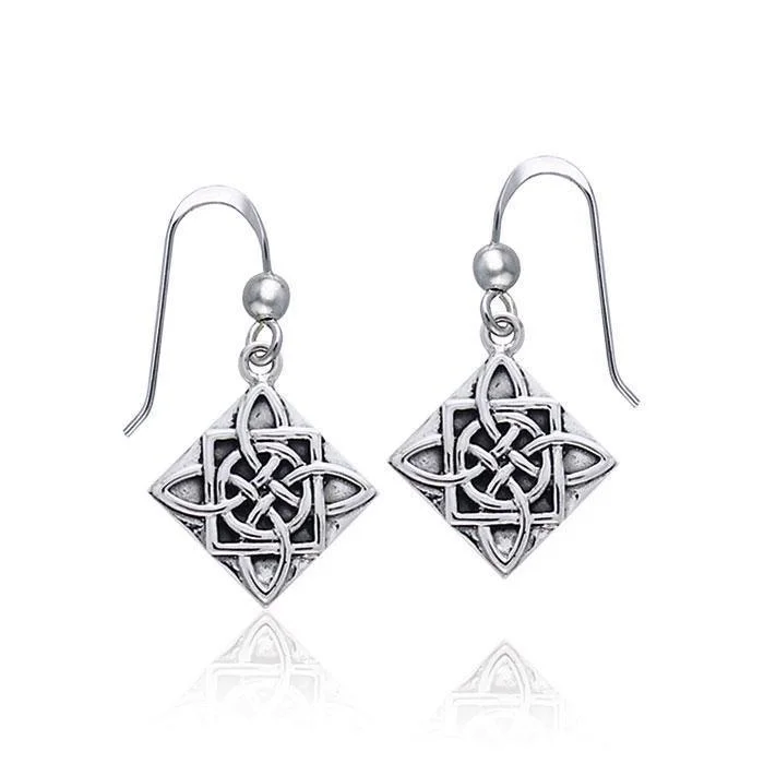 simple gold earrings for women -silver hoop earrings for women -Celtic Knotwork Silver Earrings TER373