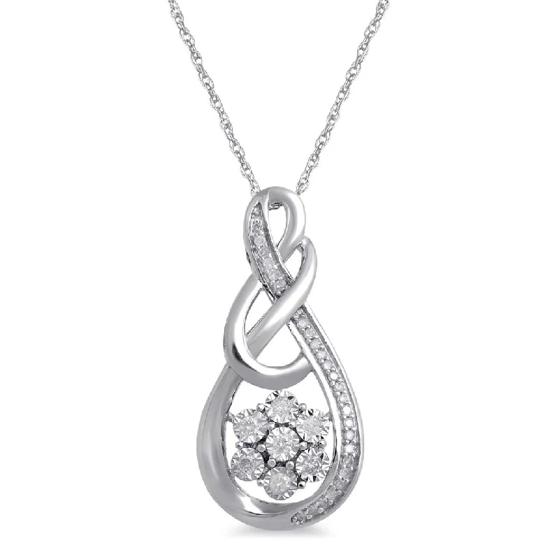 crystal necklaces for women -layered necklaces for women -9ct White Gold Miracle Flower Swirl Diamond Necklace