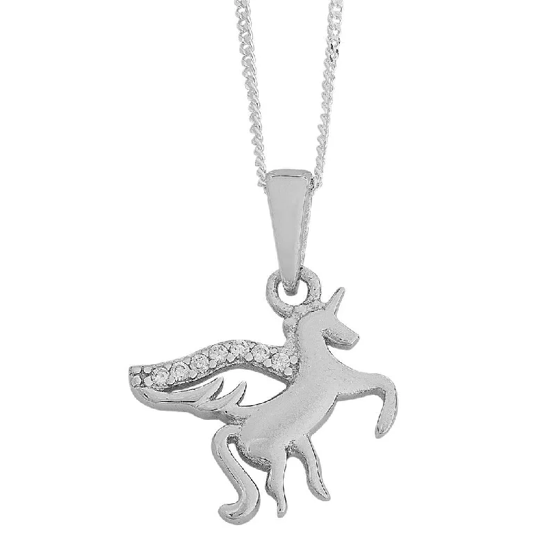 statement necklace sets for women -simple gold necklaces for women -Children's Sterling Silver Cubic Zirconia Unicorn Necklace