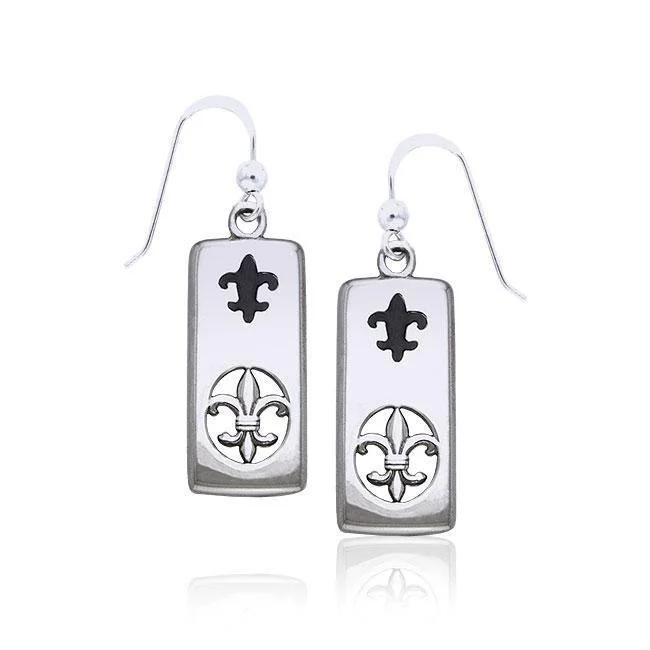 simple gold earrings for women -statement drop earrings for women -Fleur De Lis Silver Earrings TER221