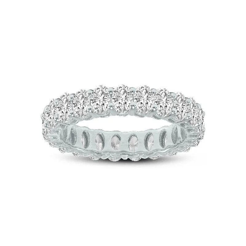 Marquee Jewels Oval Lab Grown Diamond Eternity Band in 14K White Gold (4.75 Carat TW)