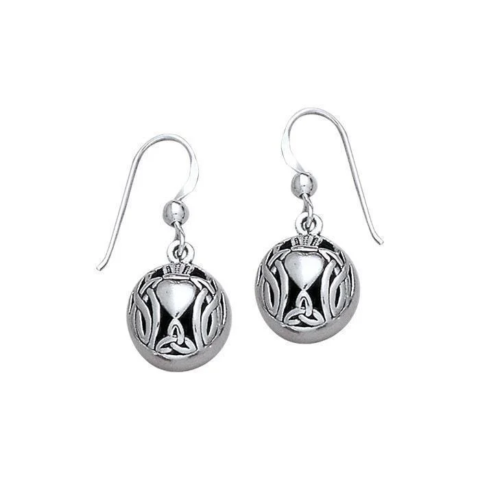 personalized earrings for women -personalized earrings for women -I give you my heart and crown with love ~ Celtic Knotwork Irish Claddagh Sterling Silver Hook Earrings TE2673