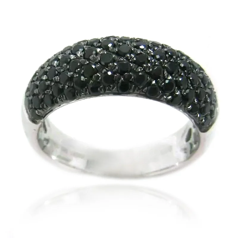 925 Sterling Silver Black Spinel Band Ring